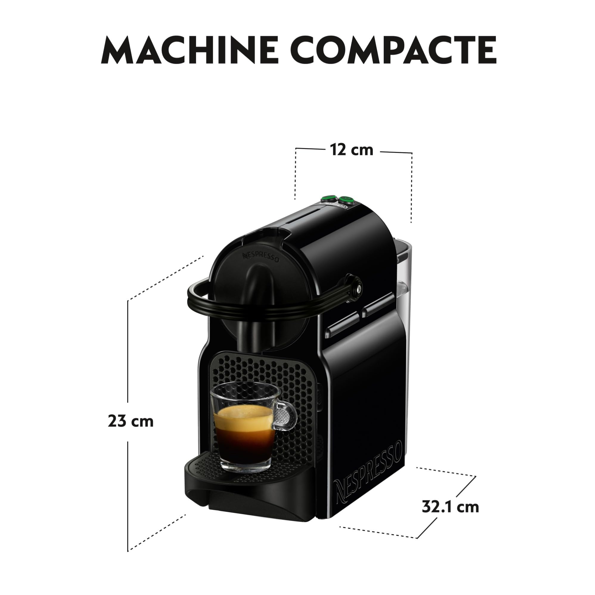 Nespresso Inissia Noire – Machine à Café 19 Bars + Kit de Bienvenue EN80.B