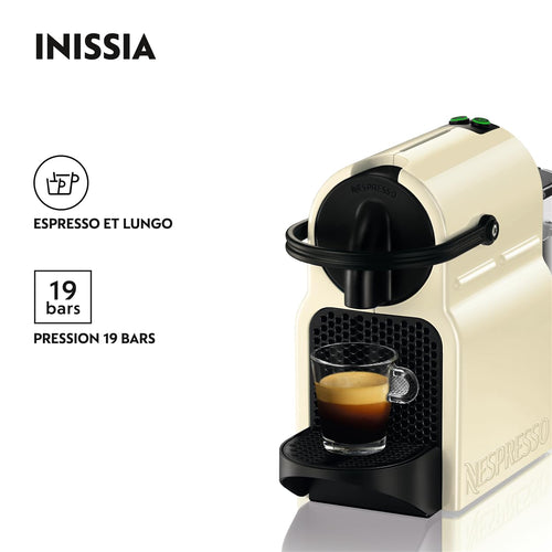 Nespresso Inissia Crème Vanille – Machine à Café 19 Bars + Kit de Bienvenue EN80.CW